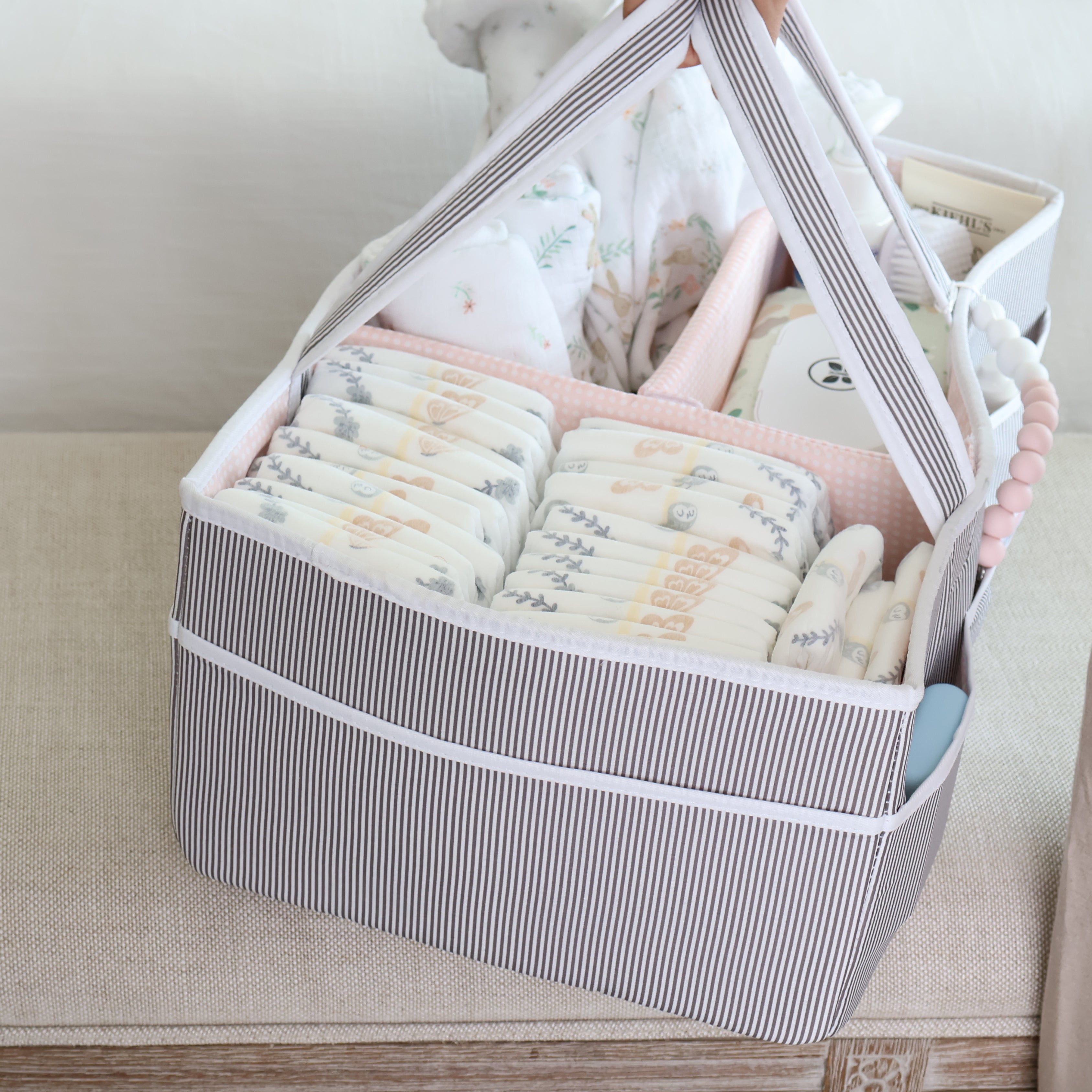 Baby Diaper Caddy Organizer - Gray