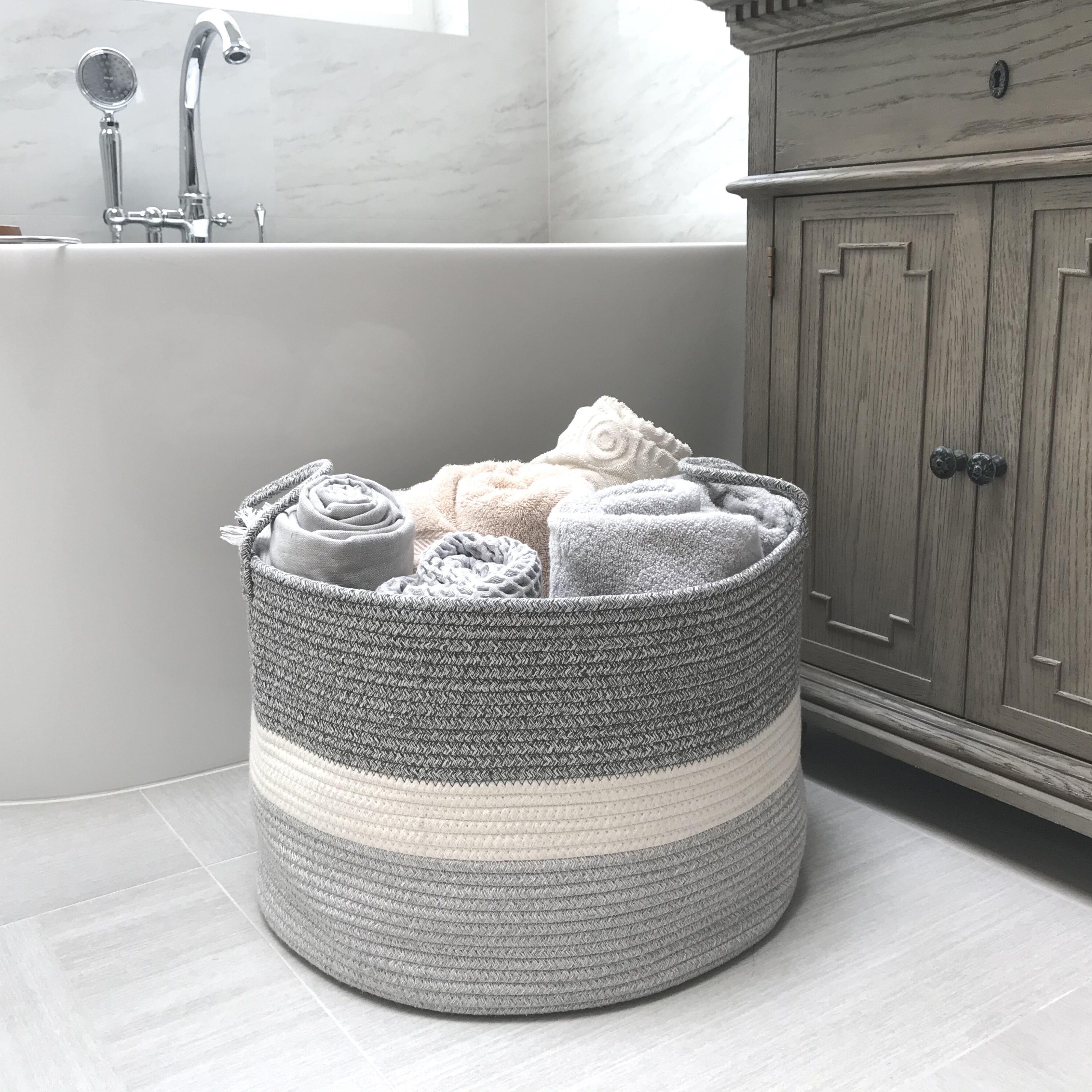 Cotton Rope Basket - Premium Blanket Basket Living Room