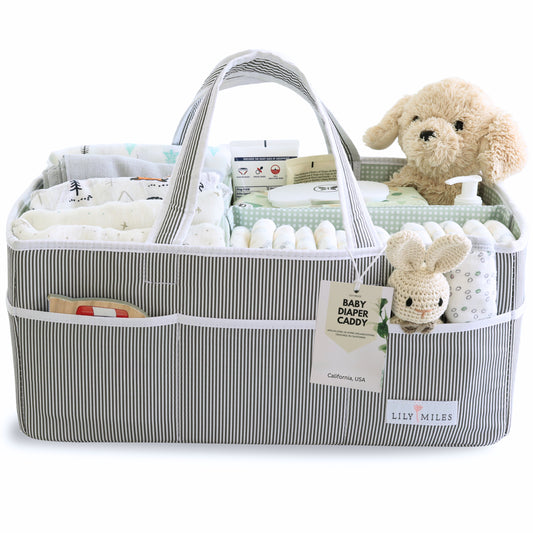 Extra Large Diaper Caddy - Gray/Mint