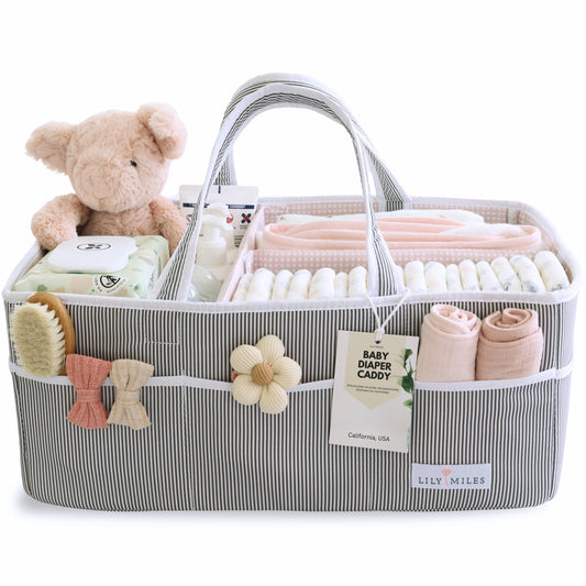 Extra Large Diaper Caddy - Gray/Blush