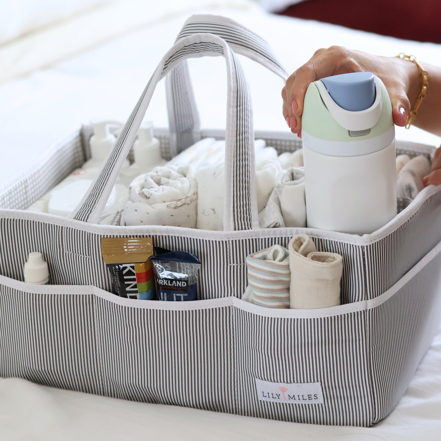 Baby Diaper Caddy Organizer - Gray